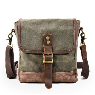 Diwu - Waterproof Waxed Retro Canvas Casual Small Messenger Bag (Khaki Green)