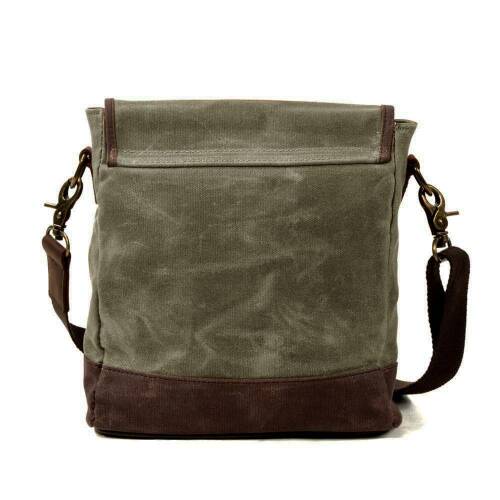 Retro Kanvas Gündelik Küçük Postacı Çanta Mumlu Su Geçirmez (Haki Yeşil) - 8