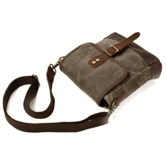 Retro Kanvas Gündelik Küçük Postacı Çanta Mumlu Su Geçirmez (Haki Yeşil) - 9