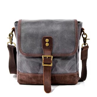 Diwu - Waterproof Waxed Retro Canvas Casual Small Messenger Bag (Dark Gray)