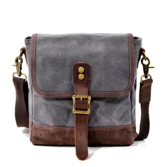 Waterproof Waxed Retro Canvas Casual Small Messenger Bag (Dark Gray)