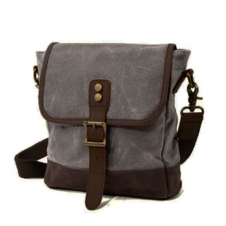 Retro Kanvas Gündelik Küçük Postacı Çanta Mumlu Su Geçirmez (Koyu Gri) - 2