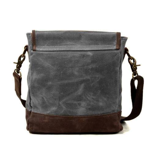 Retro Kanvas Gündelik Küçük Postacı Çanta Mumlu Su Geçirmez (Koyu Gri) - 7