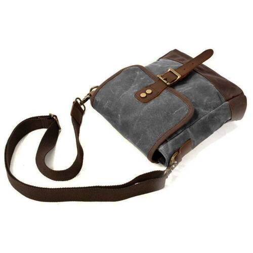 Retro Kanvas Gündelik Küçük Postacı Çanta Mumlu Su Geçirmez (Koyu Gri) - 8