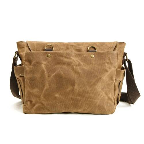 Retro Kanvas Postacı Çanta Mumlu Su Geçirmez (Haki) - 2