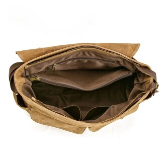 Retro Kanvas Postacı Çanta Mumlu Su Geçirmez (Haki) - 3