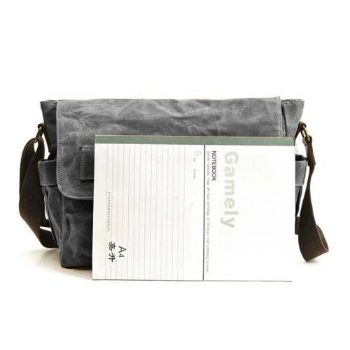 Retro Kanvas Postacı Çanta Mumlu Su Geçirmez (Koyu Gri) - 6