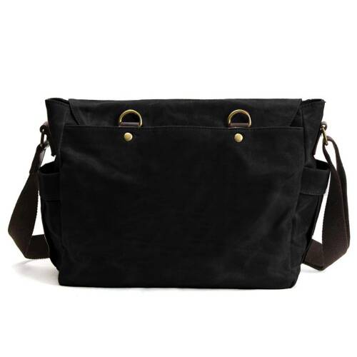 Retro Kanvas Postacı Çanta Mumlu Su Geçirmez (Siyah) - 2