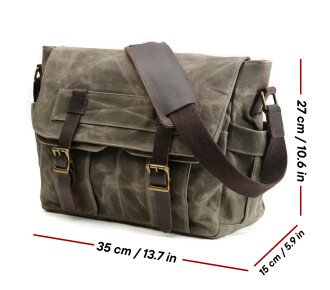 Retro Kanvas Postacı Çanta Mumlu Su Geçirmez (Yeşil) - 4