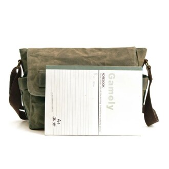 Retro Kanvas Postacı Çanta Mumlu Su Geçirmez (Yeşil) - 5