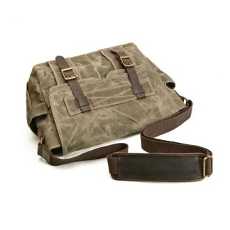 Retro Kanvas Postacı Çanta Mumlu Su Geçirmez (Yeşil) - 6