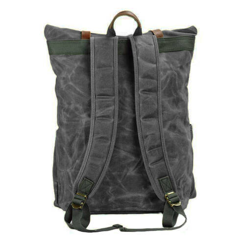 Retro Mumlu Kanvas Deri Büyük Outdoor Sırt Çantası (Gri) - 2