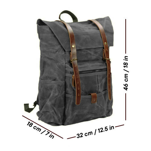 Retro Mumlu Kanvas Deri Büyük Outdoor Sırt Çantası (Gri) - 3