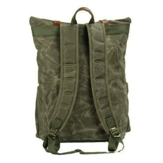Retro Mumlu Kanvas Deri Büyük Outdoor Sırt Çantası (Yeşil) - 2