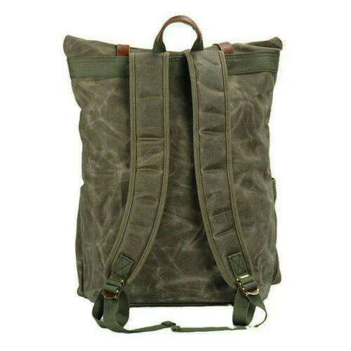 Retro Mumlu Kanvas Deri Büyük Outdoor Sırt Çantası (Yeşil) - 2
