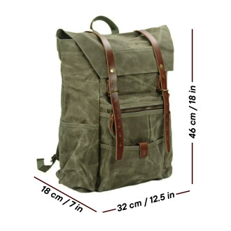 Retro Mumlu Kanvas Deri Büyük Outdoor Sırt Çantası (Yeşil) - 3