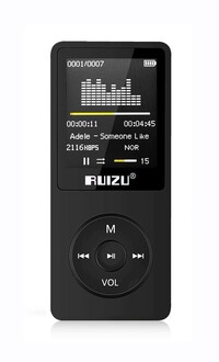 Ruizu - Ruizu X02 Ultra İnce MP3 Çalar 4GB FM Radyo Siyah