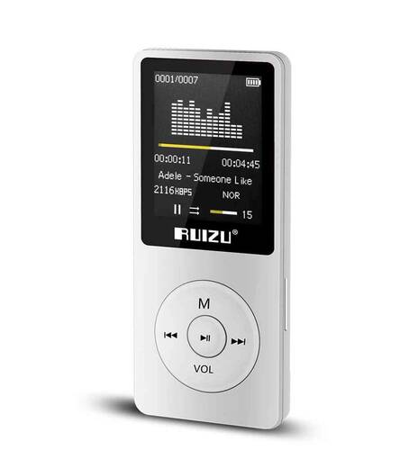 Ruizu X02 Ultra İnce MP3 Çalar 8GB FM Radyo Beyaz