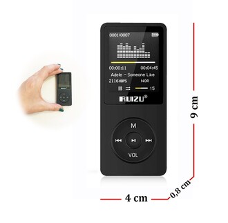 Ruizu X02 Ultra İnce MP3 Çalar 8GB FM Radyo Siyah - Thumbnail