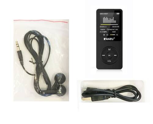Ruizu X02 Ultra İnce MP3 Çalar 8GB FM Radyo Siyah