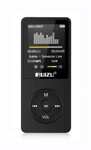 Ruizu X02 Ultra İnce MP3 Çalar 8GB FM Radyo Siyah - 1