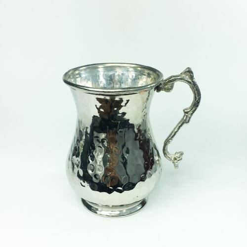 Shark Anatolian Hand Hammered White Copper Pitcher - 4