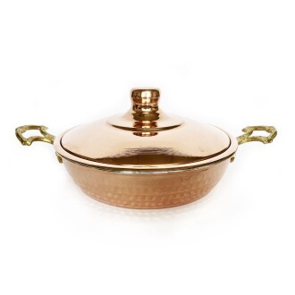 Shark Anatolian Hand Hammered Copper Frying Pan with Cover 18cm
