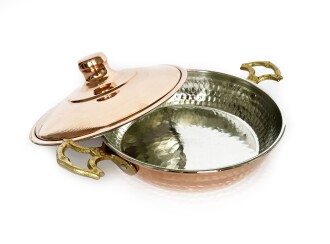 Shark Anadolu El Dövmesi Kapaklı Bakır Sahan Tava 18cm - 2