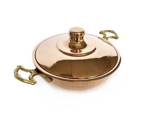 Shark Anadolu El Dövmesi Kapaklı Bakır Sahan Tava 18cm - 5