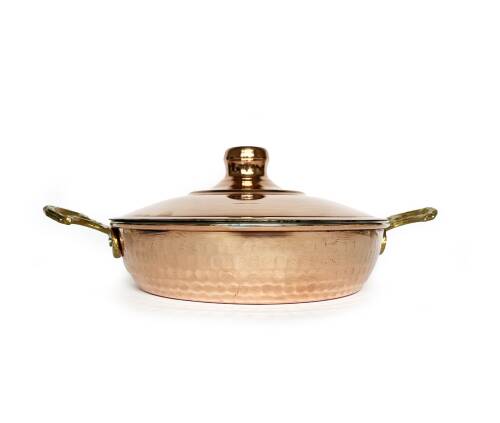 Shark Anadolu El Dövmesi Kapaklı Bakır Sahan Tava 18cm - 6