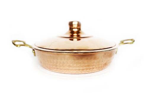 Shark Anadolu El Dövmesi Kapaklı Bakır Sahan Tava 18cm - 9