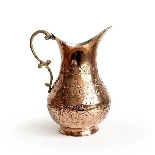 Shark Anadolu El İşi Kabartma Bakır Sürahi - 1