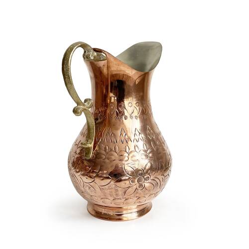 Shark Anadolu El İşi Kabartma Bakır Sürahi - 5