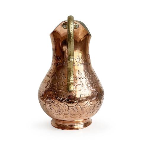 Shark Anadolu El İşi Kabartma Bakır Sürahi - 7