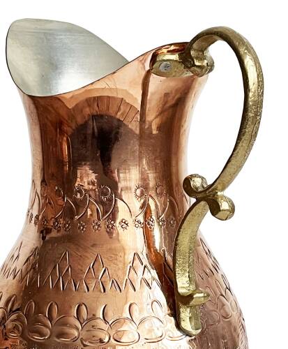 Shark Anadolu El İşi Kabartma Bakır Sürahi - 9