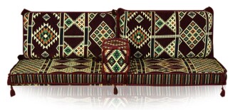 Shark Anadolu Kilim Desenli Şark Köşesi İkili Sedir Bordo