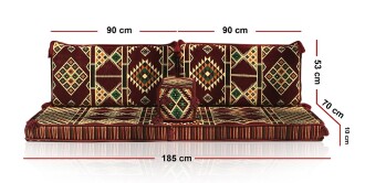 Shark Anadolu Kilim Desenli Şark Köşesi İkili Sedir Bordo - 4