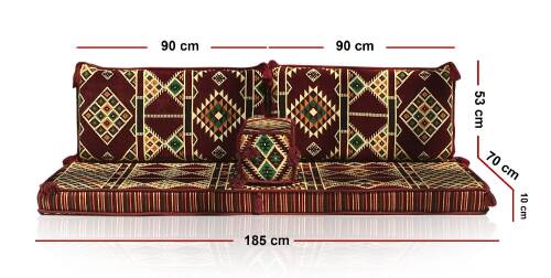 Shark Anadolu Kilim Desenli Şark Köşesi İkili Sedir Bordo - 4