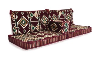 Shark Anadolu Kilim Desenli Şark Köşesi İkili Sedir Bordo - 5