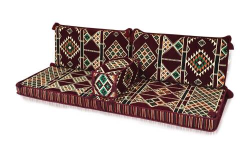 Shark Anadolu Kilim Desenli Şark Köşesi İkili Sedir Bordo - 7