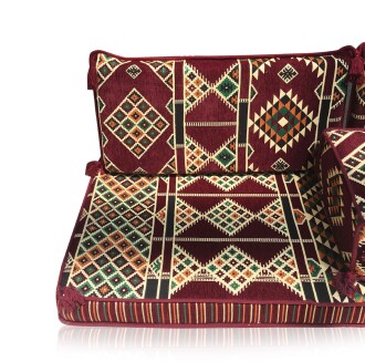 Shark Anadolu Kilim Desenli Şark Köşesi İkili Sedir Bordo - 8