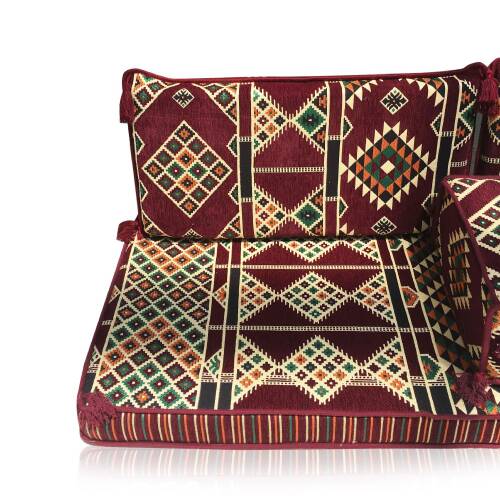 Shark Anadolu Kilim Desenli Şark Köşesi İkili Sedir Bordo - 8