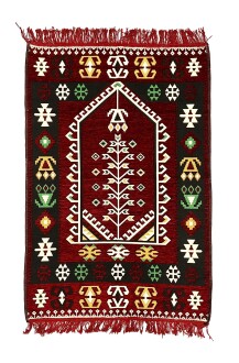 Shark Anatolia Prayer Rug Kilim 10 Burgundy