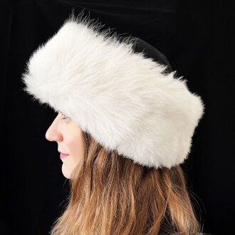 Shark Anatolia %100 Gerçek Yün Kürk Kadın Kahverengi Deri Kışlık Şapka - 5