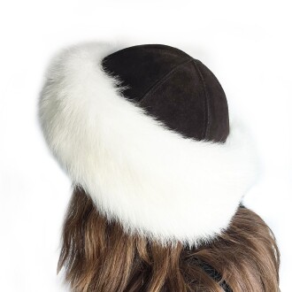 Shark Anatolia %100 Gerçek Yün Kürk Kadın Kahverengi Deri Kışlık Şapka - 9