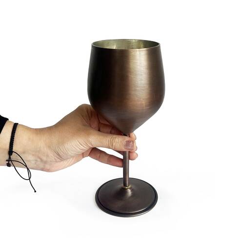 Shark Anatolia Adali Copper Ice Bucket Oxide 15cm and 2 Vine Gall Copper Glasses Oxide Set
