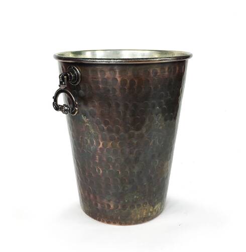 Shark Anatolia Adali Copper Ice Bucket Oxide 15cm and 2 Vine Gall Copper Glasses Oxide Set