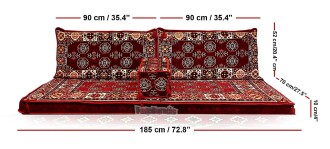 Shark Anatolia  Afgan Desenli Şark Köşesi İkili Sedir Takımı Bordo - 4