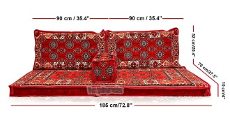 Shark Anatolia  Afgan Desenli Şark Köşesi İkili Sedir Takımı Kırmızı - 4
