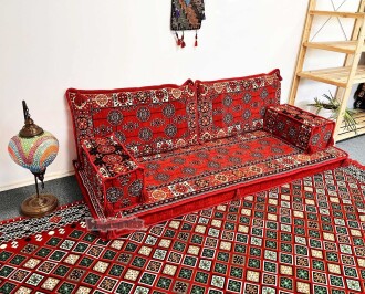 Shark Anatolia  Afgan Desenli Şark Köşesi İkili Sedir Takımı Kırmızı - 5